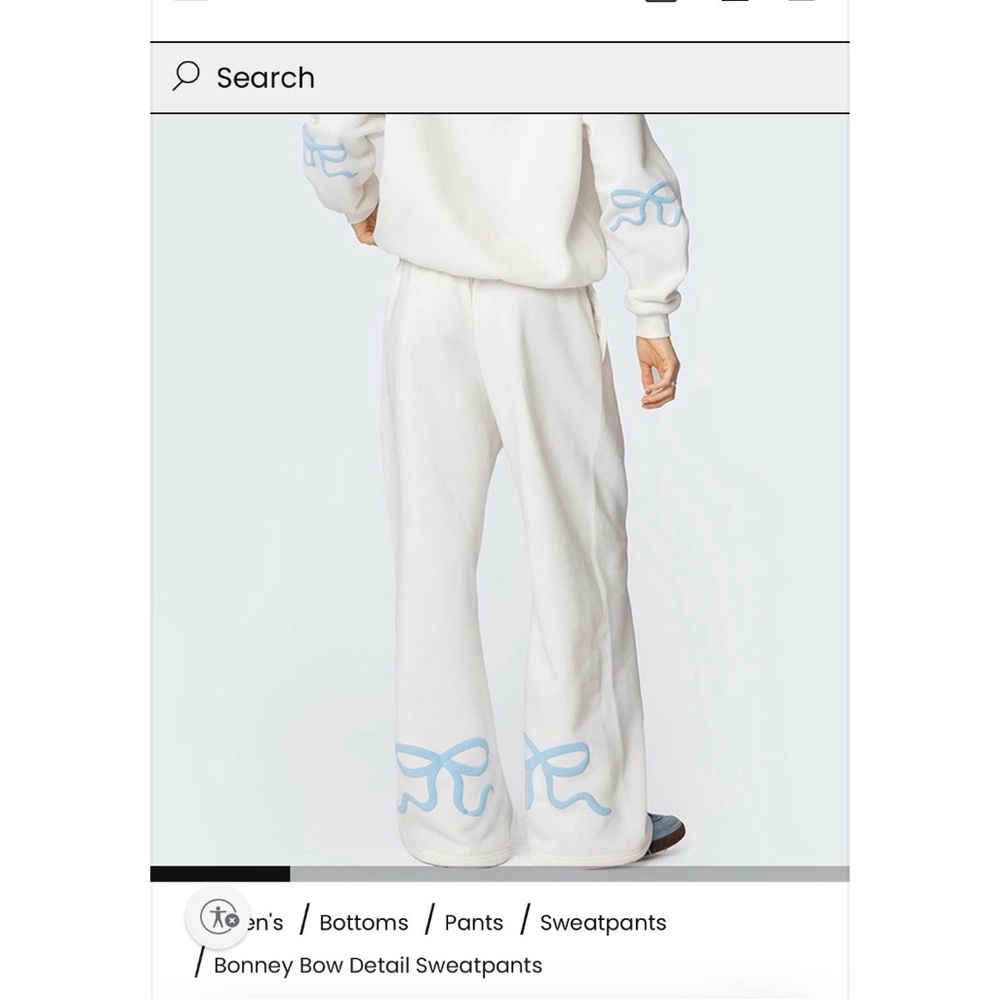Edikted White Hoodie and Sweatpants Set with Blue Bows - Picture 3 of 4